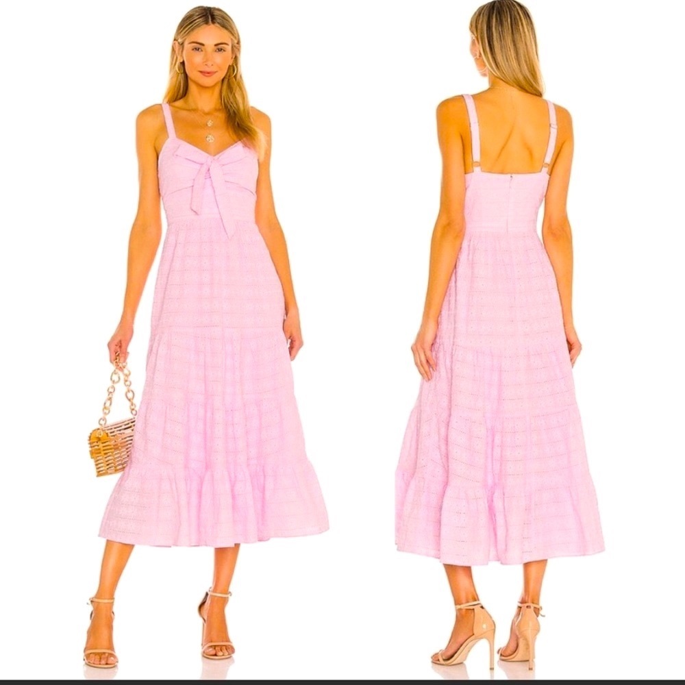 Likely Midi Dress Tiered Cotton Eyelet Pink Revolve 6